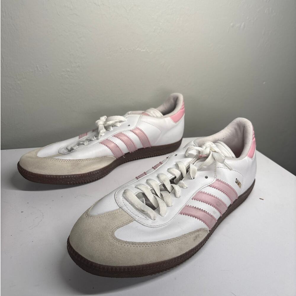 Adidas Samba Classic OG Shoes Mens 12 46 2/3 White Pink Leather 667601 Sneakers